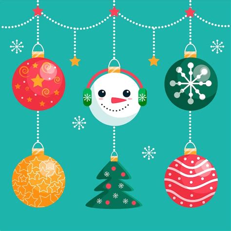 Set De Bolas De Navidad Dibujadas A Mano Vector Gratis