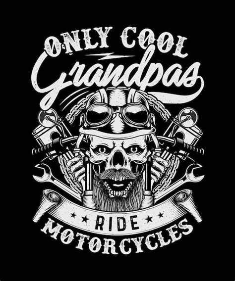 Only Cool Grandpas Ride Motorcycles Biker T Shirt Design Vecteur Premium