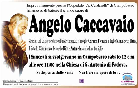 Funerali E Annunci Funebri A Campobasso Angelo Caccavaio Funer