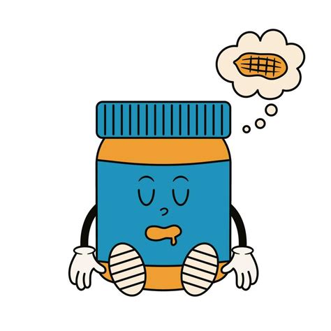 Groovy peanut butter character sleep. Cute retro mascot. Cartoon ...