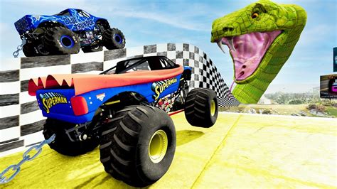 Monster Truck Madness Long Jumps And Crashes Griffs Garage Youtube