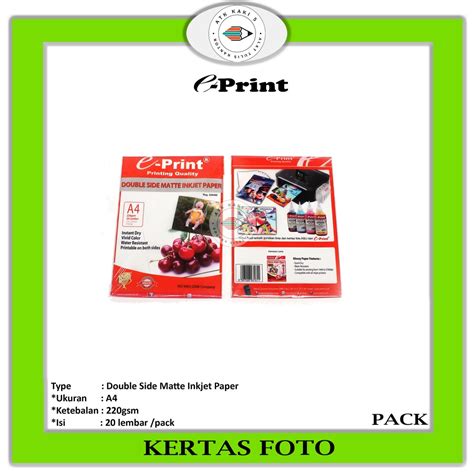 Jual E PRINT Photo Paper Double Side Matte Inkjet Paper A4 220 Gsm