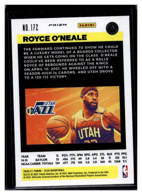 Panini Flux Silver Cracked Ice Prizm Royce O Neale