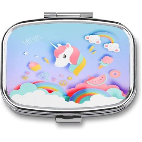 Pilulier Motif Arc En Ciel Licorne Bo Te Pilules De Voyage Mignonne