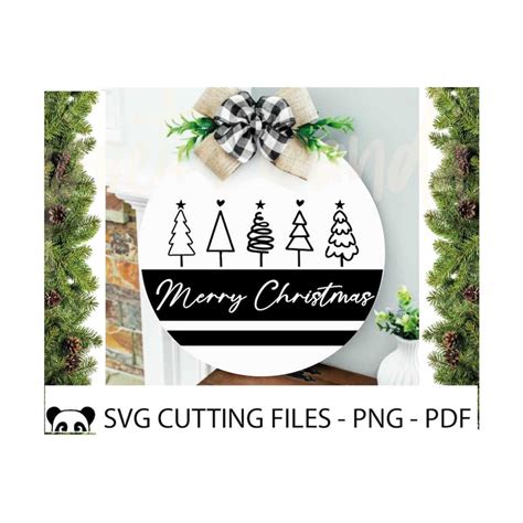 Christmas Round Sign Svg Christmas Tree Svg Door Hanger Sv Inspire