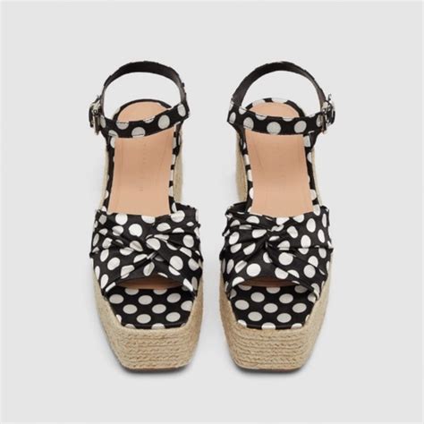 Zara Shoes Zara Trafaluc Polka Dot Espadrille Sandal Flatform