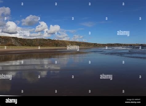 Clouds reflected St Cyrus Nature Reserve Scotland October 2016 Stock ...