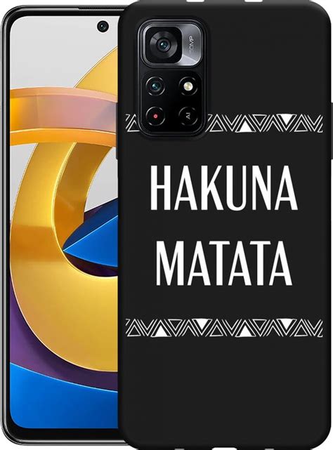 Poco M Pro G Hoesje Zwart Hakuna Matata White Designed By Cazy