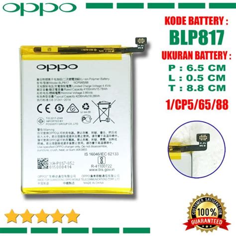 Baterai Batre OPPO A15 CPH2185 ORIGINAL 100 BLP817 Battery Batrei