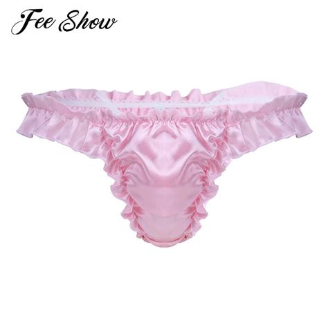 Jual FREE ONGKIR Men Sissy Panties Shiny Ruffle Frilly Panties Bikini