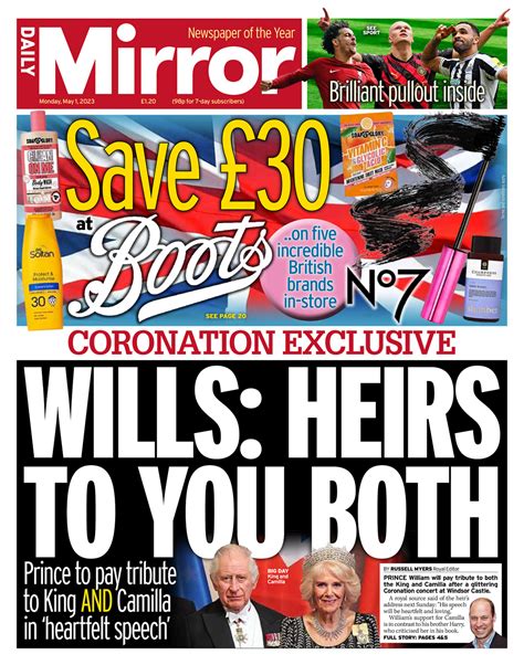 Daily Mirror Front Page 1st Of May 2023 Tomorrow S Papers Today