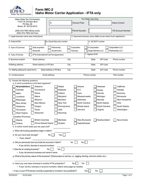 Form Imc 2 Efo00167 Download Fillable Pdf Or Fill Online Idaho Motor Carrier Application