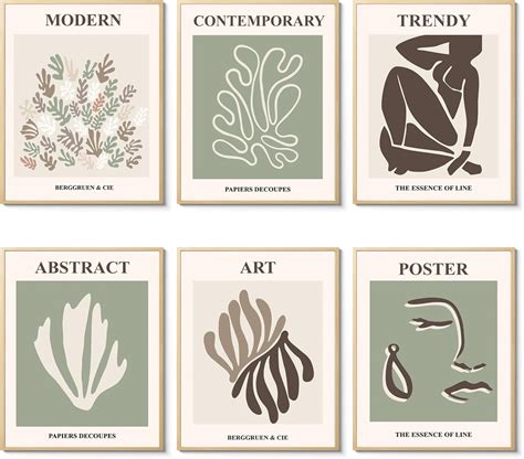 Vintage Sage Green Matisse Wall Art Prints Abstract Matisse Wall Art