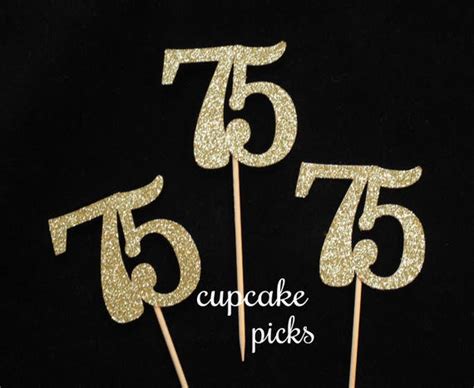 75th Cupcake Picks 75th Cupcake Toppers 75th Birthday Party Etsy