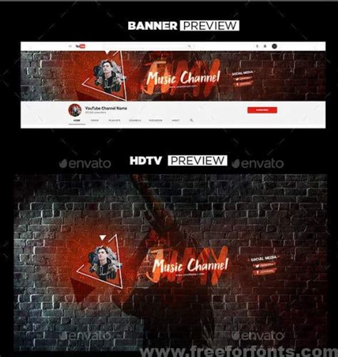 8 Creative Music Youtube Banners Font