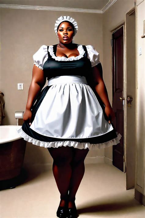 Black Bbw Standing In A Maid Outsfit By Aakeem Wright Playground
