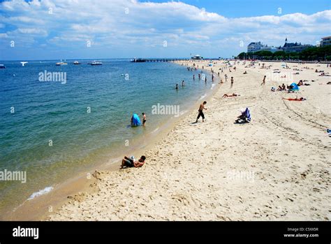 Beach life at the Arcachon Beach, Plage d’Arcachon, in south-western ...