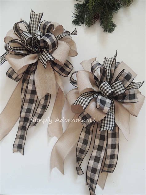 Farmhouse Christmas Wreath Bows Christmas Farmhouse Tree Bows Rustic