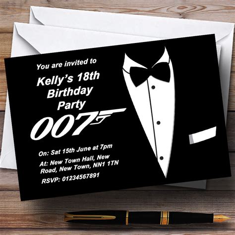 James Bond Themed Personalised Party Invitations - The Card Zoo