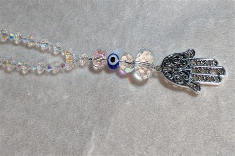 Hamsa Hand Evil Eye Rear View Mirror Charms Ab Crystals Customize