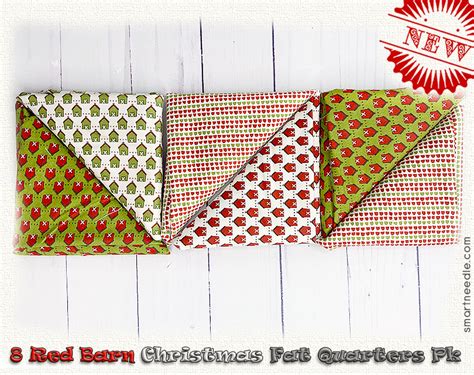 Red Barn Christmas Fat Quarters Fabric Package Smart Needle