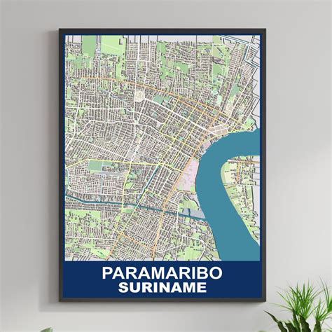 COLOURED ROAD MAP OF PARAMARIBO, SURINAME BY MAPBAKES – MapBakes