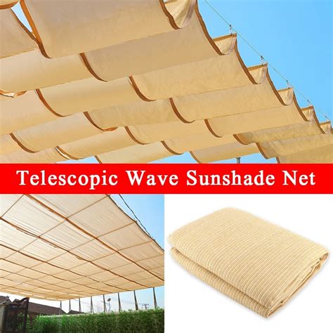 Beige Telescopic Wave Sunshade Net High Quality HDPE Anti UV Shading