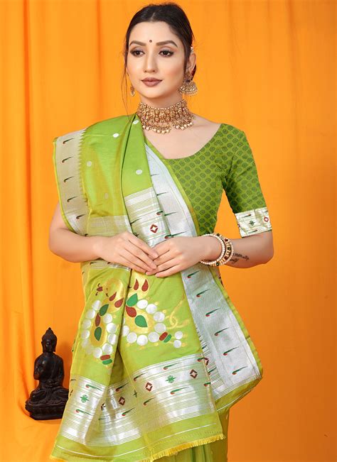 Buy Patola Silk Zari Weaving Work Light Green Color Saree Party Wear