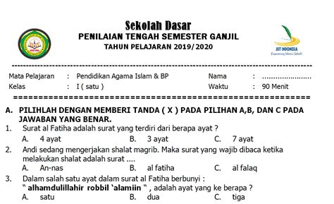 Soal Pendidikan Agama Islam Kelas Sd