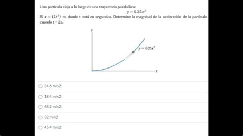 Una Particula Viaja A Lo Largo De Una Trayectoria Parabolica Y 0 25