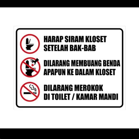 Jual SIGN STIKER HARAP SIRAM TOILET DILARANG BUANG SAMPAH UK 20X15CM K3