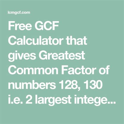 Free Gcf Calculator Find The Greatest Common Factor