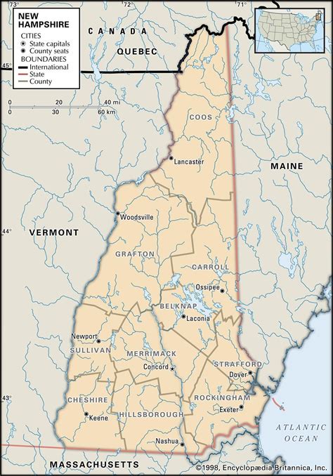 State and County Maps of New Hampshire