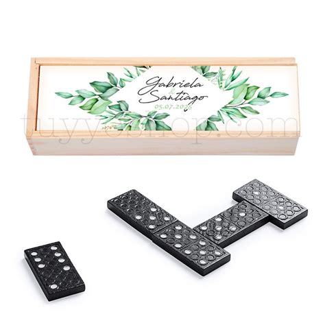 Juego Domin De Madera Personalizado Para Boda Modelo Green