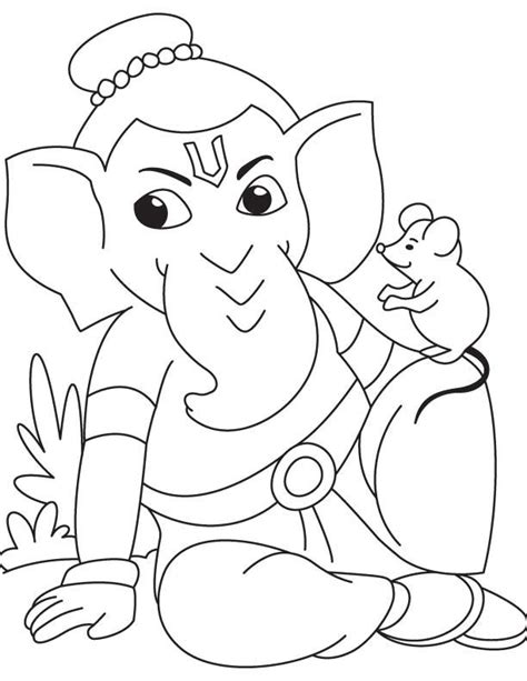 Lord Ganesha With Mouse Coloring Page Art Drawings For Kids Art