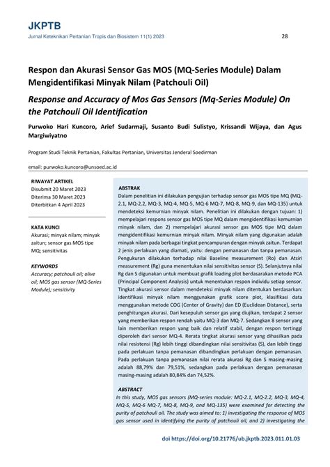 PDF Respon Dan Akurasi Sensor Gas MOS MQ Series Module Dalam