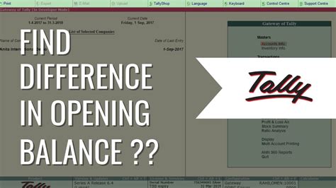 How To Find And Correct The Difference In Opening Balance Tally Guide Youtube