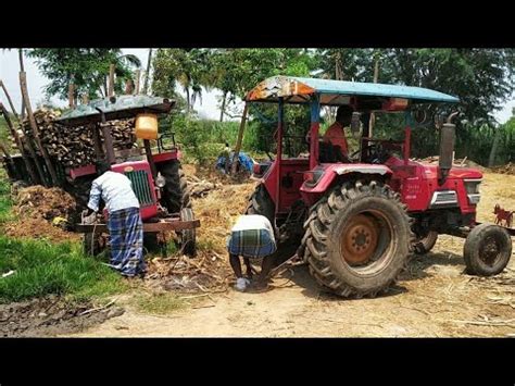 Mahindra 575 Di Tractor Trailer Stuck In Deep Mud Pulling By Old