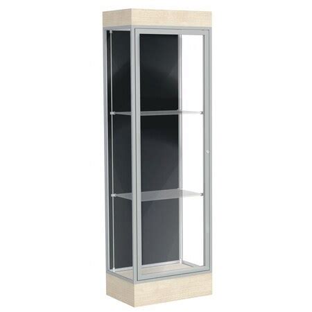 Waddell Display Lighted Floor Display Case 24x76x20 6 Base Satin