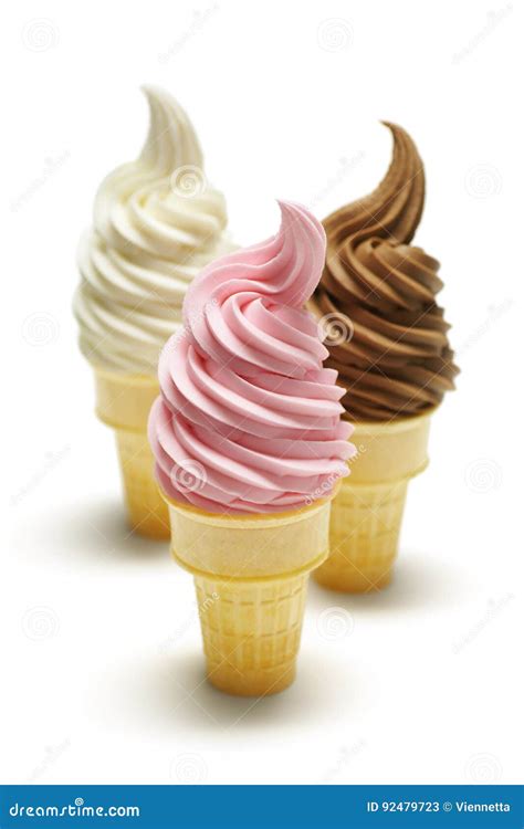 Soft Serve Ice Cream Cones Or Frozen Yogurt Stock Image Image Of