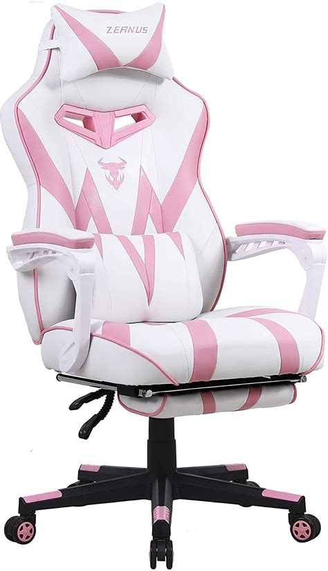 Zeanus Pink and White Gaming Chair - Cute Gaming Decor