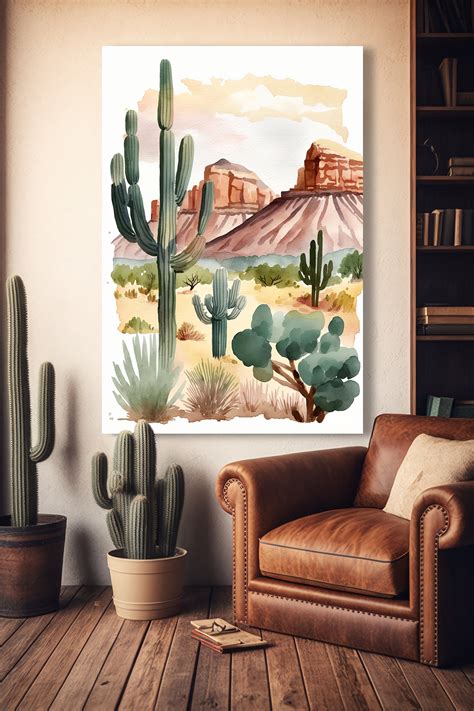 Minimalist Sonoran Desert Cactus Wall Art Southwest Nature Etsy