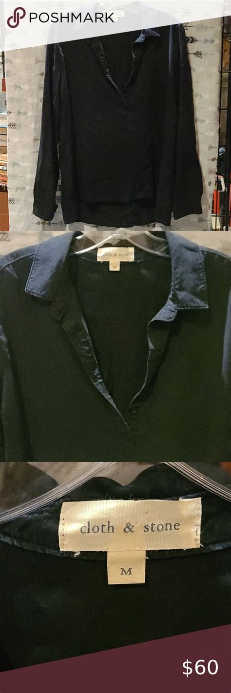 Anthropologie M Black Popover Cloth And Stone 1 2 Button Clothes