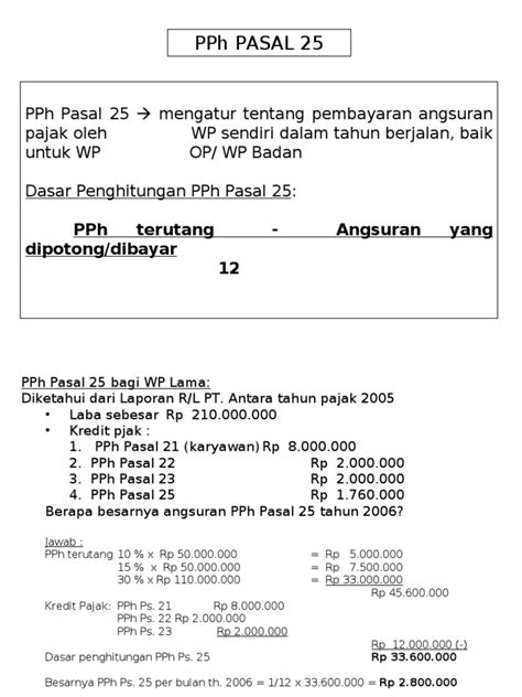 Detail Contoh Soal Pph Pasal Koleksi Nomer