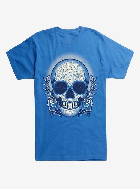 Vintage Sugar Skull T Shirt Blue Hot Topic