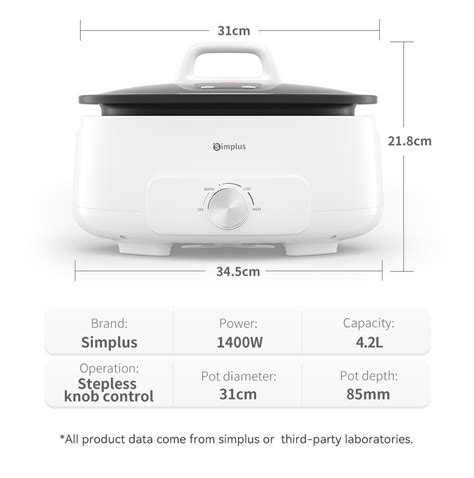 Simplus L Removable Multi Function Electric Hot Pot W Household Nonstick Cooker For