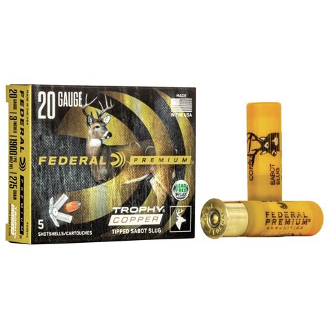 Federal Premium Vital Shok Trophy Copper Sabot Slug 20 Ga 3 2