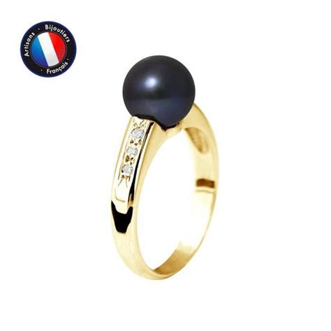 PERLINEA Bague Véritable Perle de Culture d Eau Douce Ronde 8 9 mm