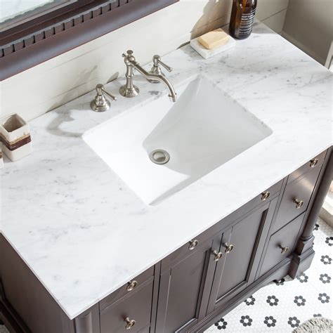 Eviva Preston In Aged Chocolate Bathroom Vanity With White Carrara