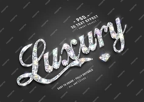 Premium Psd Luxury 3d Silver Diamond Text Style Effect